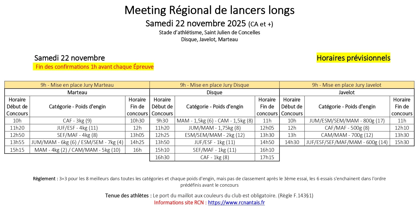 HORAIRES MEETING LANCERS CA 22.11.2025 Copie