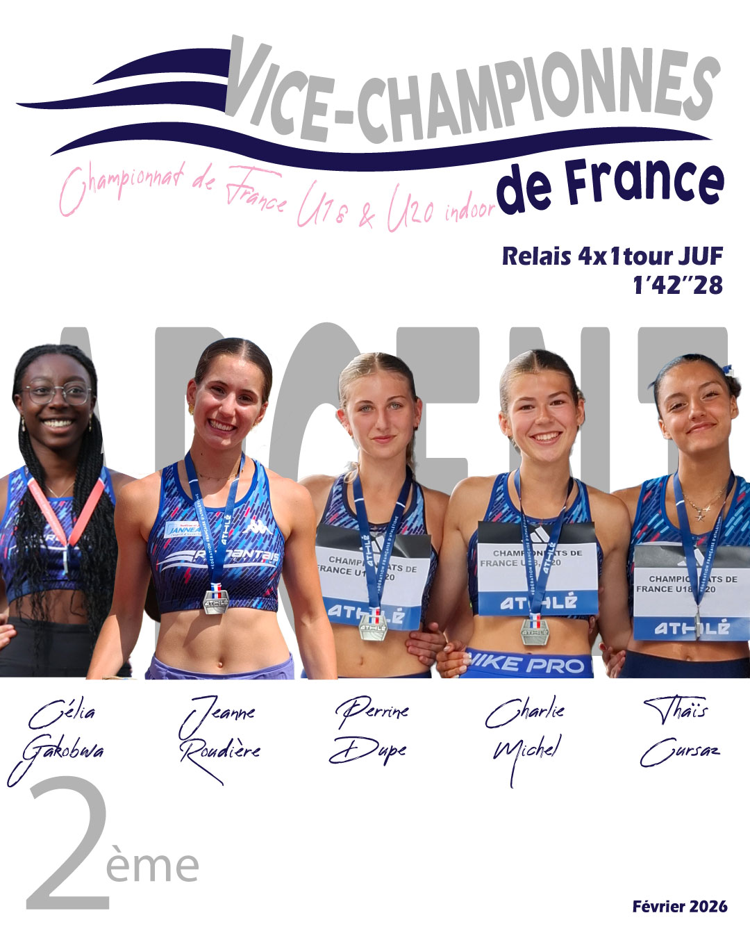MEDAILLE ARGENT RELAIS 4X1TOUR JUF
