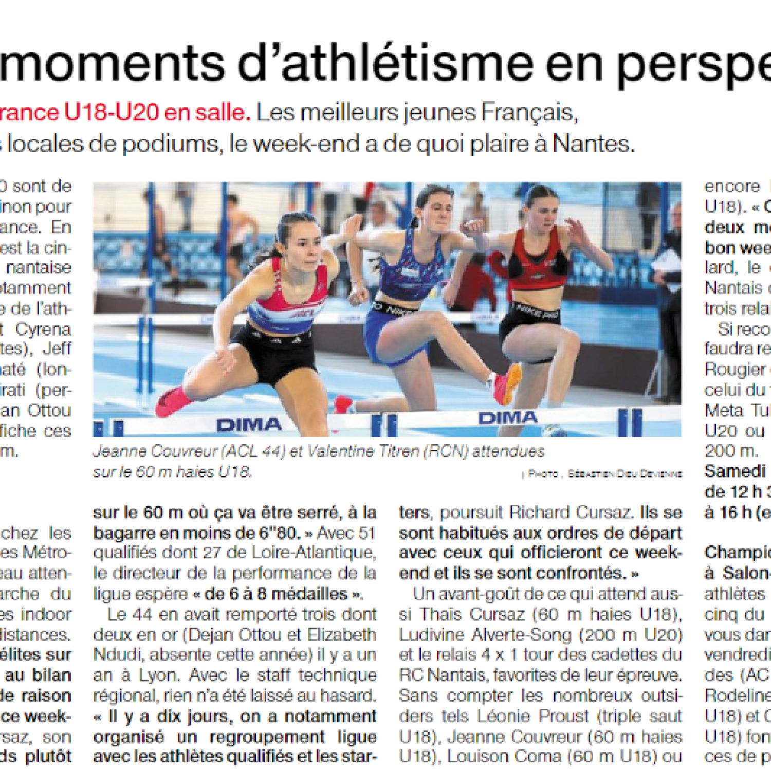 Ouest France 24/02/2024 : De bons moments d'athlétisme en perspective