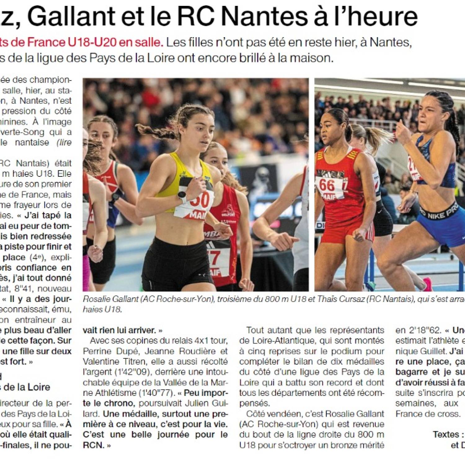 Ouest France 26/02/2024 : Cursaz, Gallant et le RC Nantes à l'heure