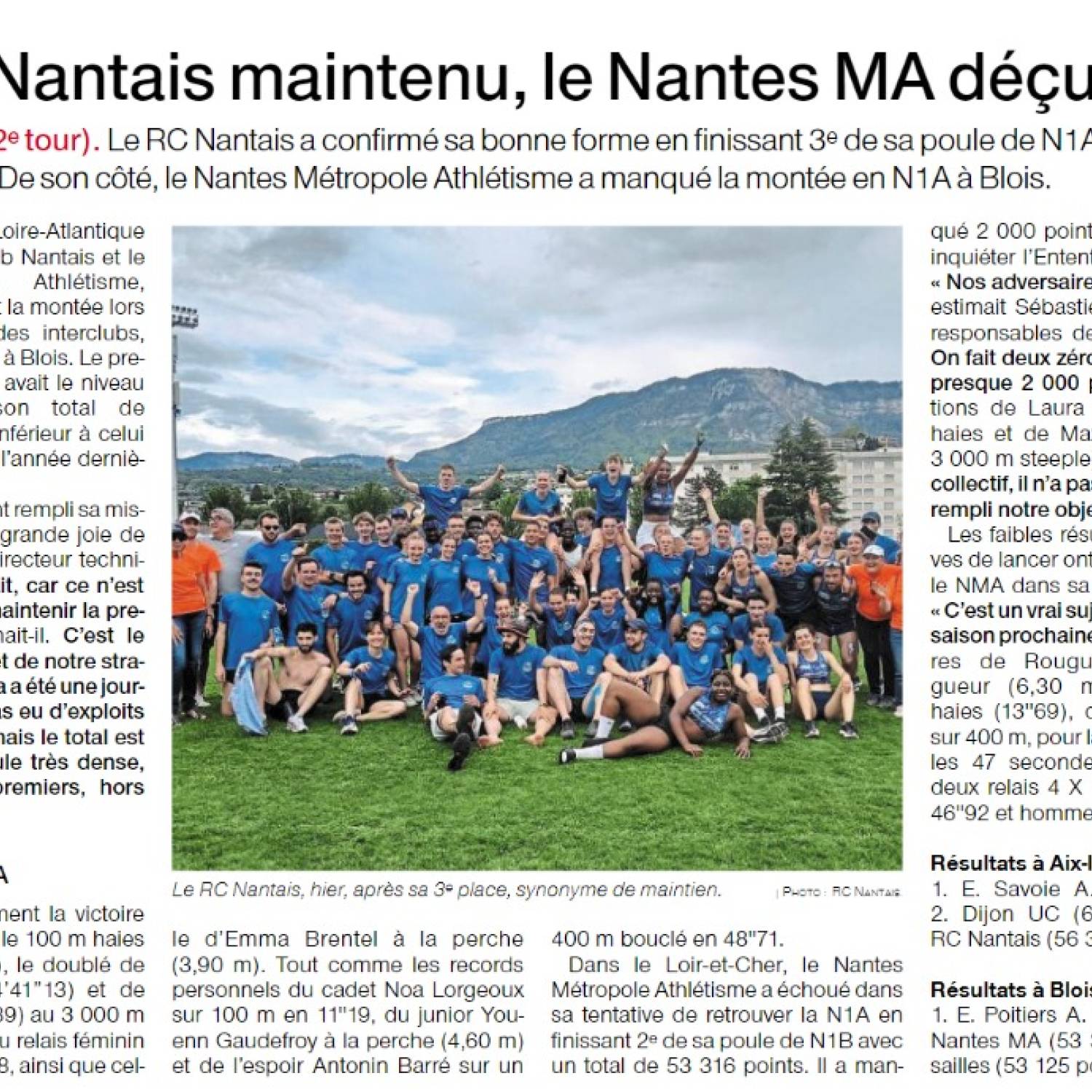 Ouest France 13/05/2024 : Le RC Nantais maintenu