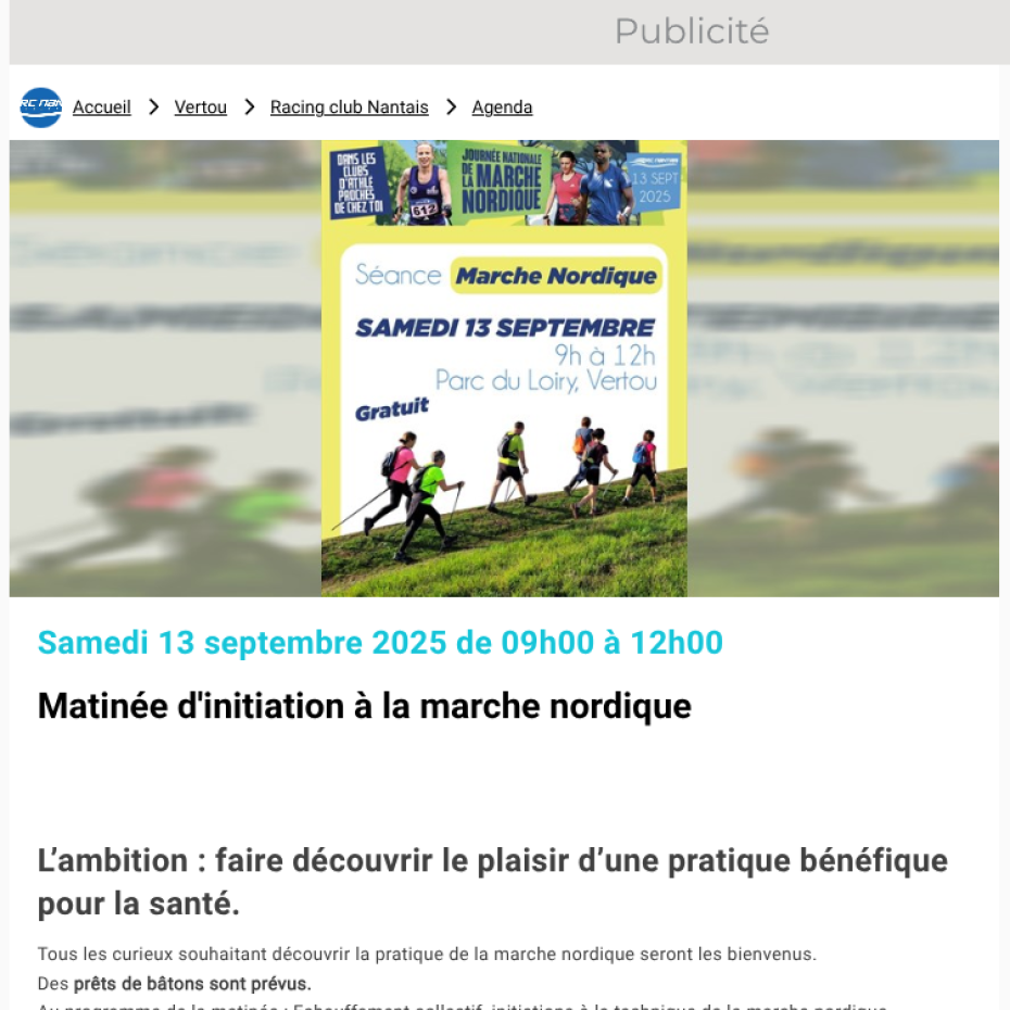Infolocale.fr 02/09/2025 : Matinée d'initiation à la marche nordique