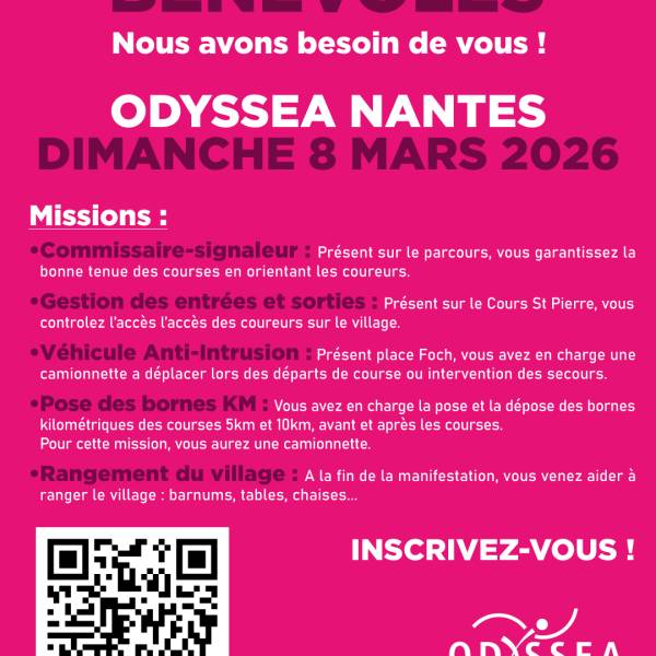 APPEL À BÉNÉVOLES – Odysséa Nantes 2026 💗