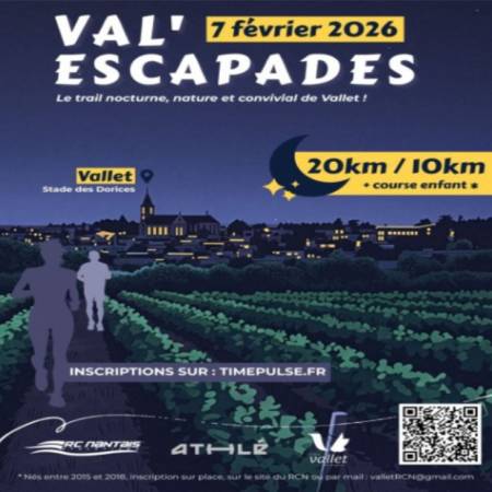 08/02/2026  Val'Escapades VALLET 07/02/2026 -  Cormaris Trail CORDEMAIS 07 & 08/02/2026 -  Trail des Loups de MOYON 08/02/2026 -  La 1000D PISSOTTE 08/02/2026 -  Sortie VARAPÉDOUCHE LA VARENNE - CHAMPTOCEAUX 08/02/2026 -  Match Interclubs Indoor RCN NANTE