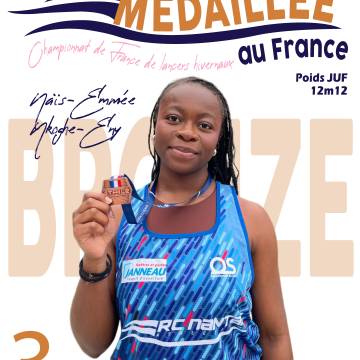 [NAÏS-EMMÉE NKOGHE-ENY - MÉDAILLÉE DE BRONZE AU CHAMPIONNAT DE FRANCE DE LANCERS HIVERNAUX JUF]⚪🔵