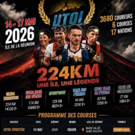 17/05/2026 -  Ultra Terrestre UTOI - LA REUNION 14/05/2026 -  Championnat du monde de Joëlette CHATELAILLON 16/05/2026 -  Retour sur FESTI Trail ( Poupet ) SAINT MALO DU BOIS 10/05/2026 -  Regroupement section Loire-Divatte LOROUX BOTTEREAU 17/05/2
